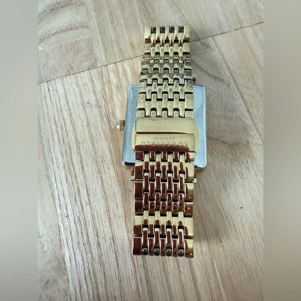 Rosefield ladies rectangular gold tone watch NEW BATTERY - Picture 5 of 11